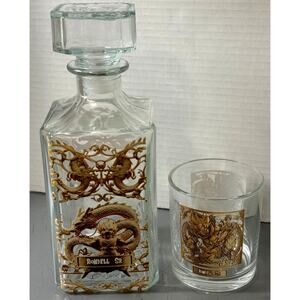 Limited Edition Dragon Lunar Year Whiskey Decanter & Glass Set-Cut Glass Lid-New